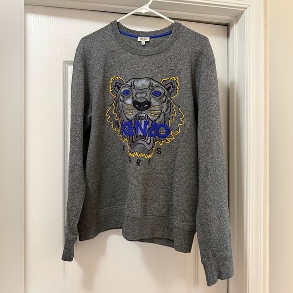 Kenzo Gray Sweater with Tiger Embroidery